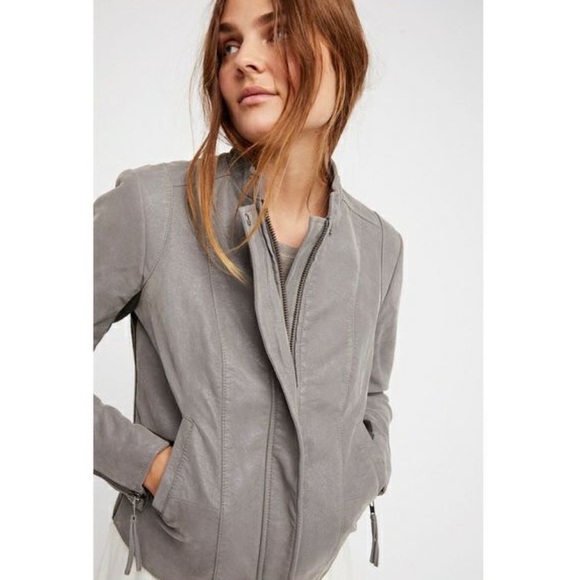 Free People Cool & Clean Faux Suede Moto Jacket - Picture 2 of 7